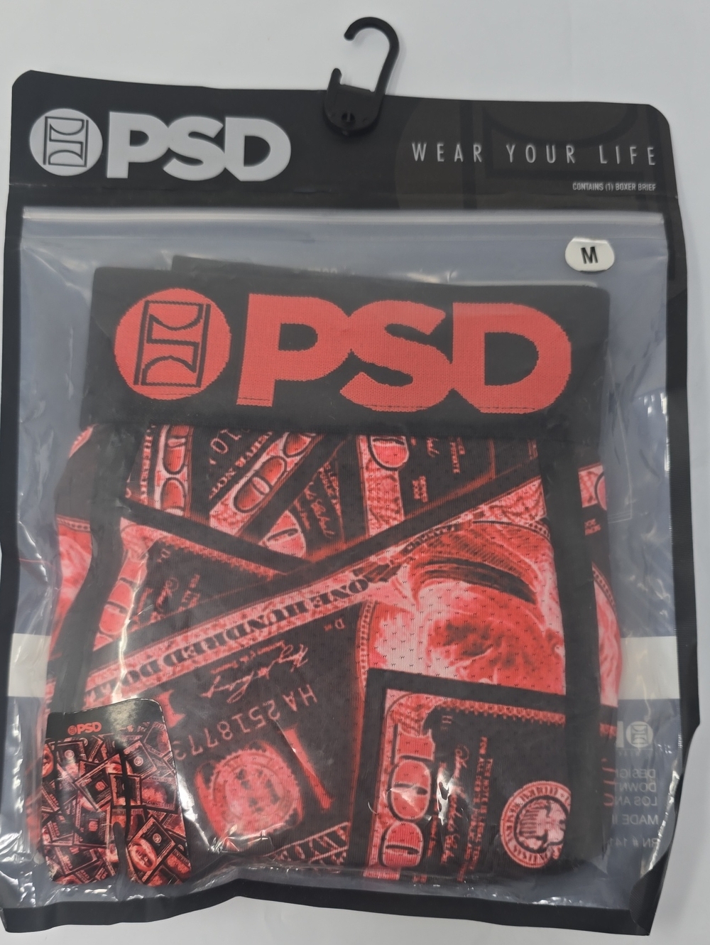 PSD Men’s Boxer Briefs - Black & Red Money Graphic